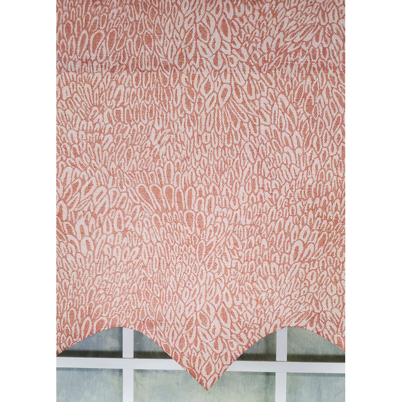 Miramar Cotton Blend Paisley Scalloped Window Valance, Coral