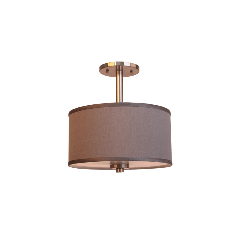 Smeralda Semi Flush Mount, Satin Nickel, Grey, 10.5" H x 11.5" W x 11.5" D