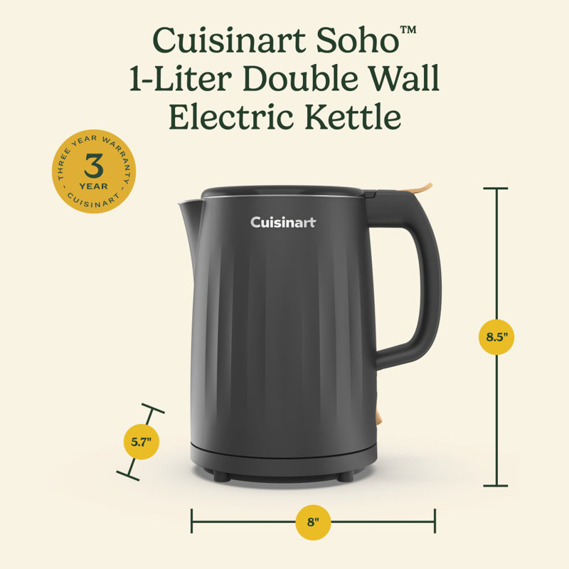 Cuisinart Soho 1-Liter Double-Wall Electric Kettle, Black