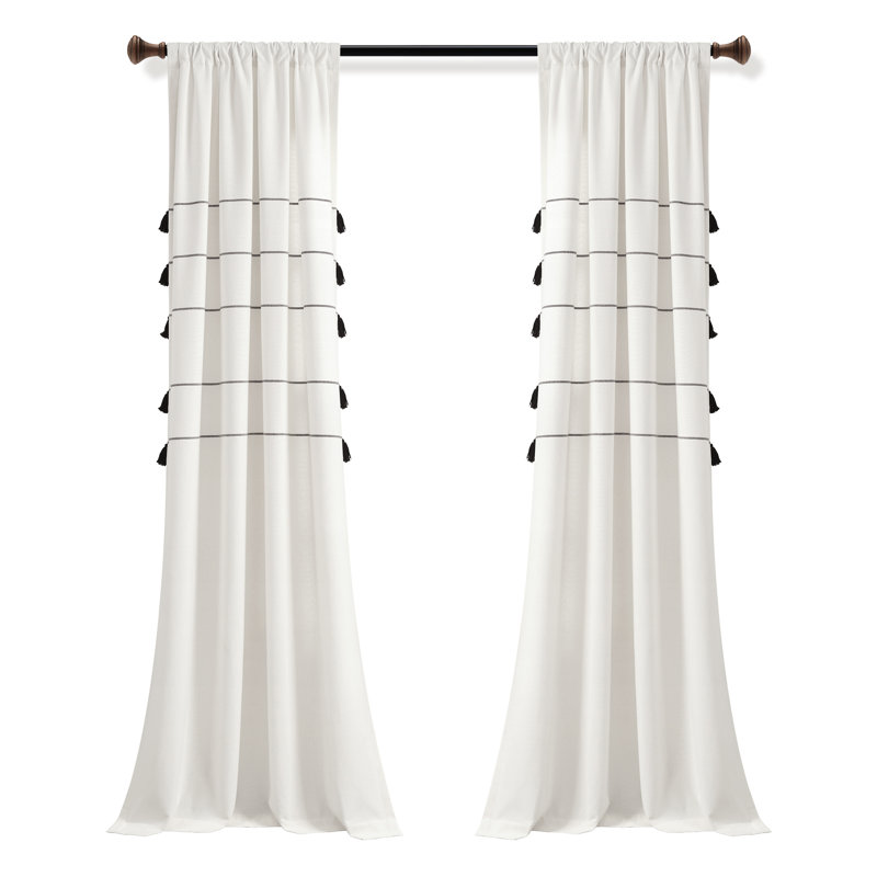 Paire de rideaux semi-transparents avec passe-tringle , Ivoire, L 42 po x L 95 po