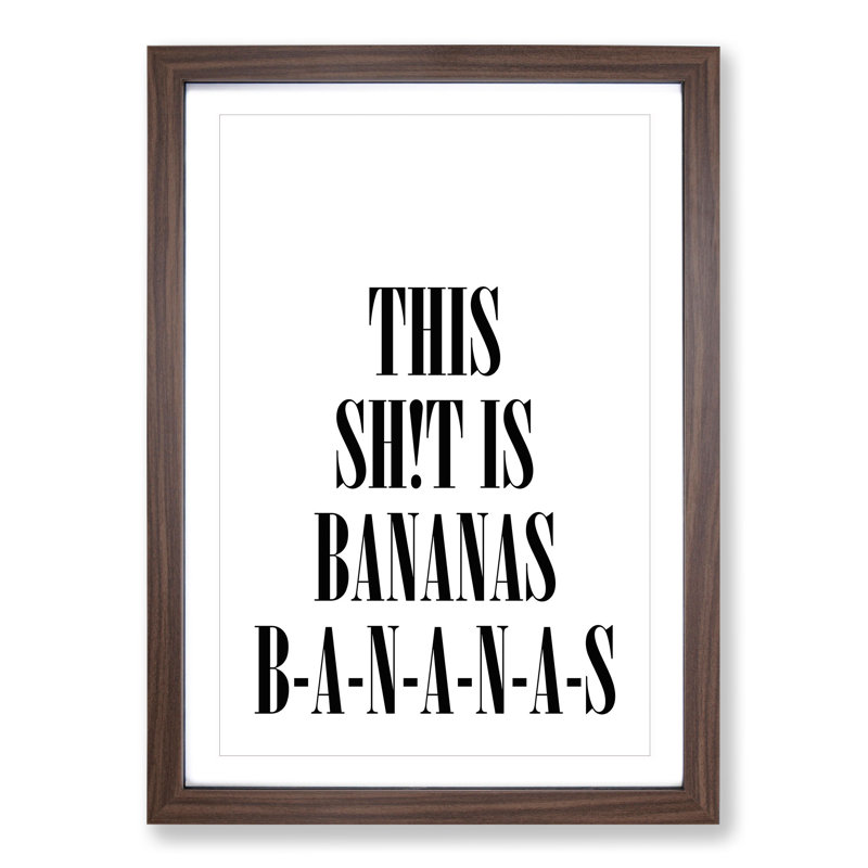 Bananas - Picture Frame Typography, 48cm H x 36cm W x 2cm D, Walnut
