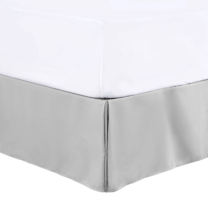 Gray Full Pleated Microfiber Bed Skirt with 16" Drop