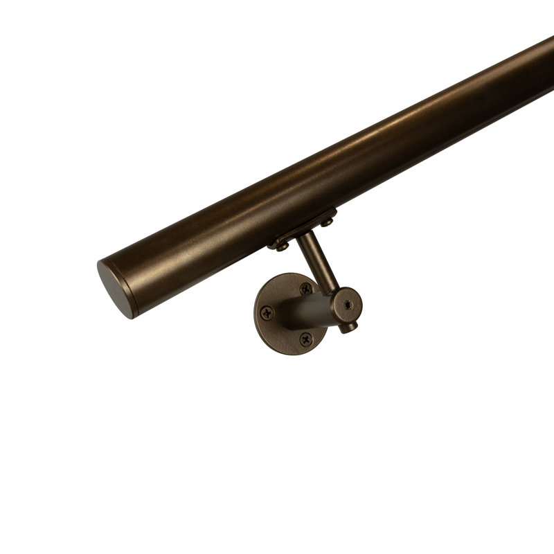 Industrial Aluminum 1.5 Inch Round Complete Indoor/Outdoor Handrail Grab Bar Kit, 228" W, Bronze