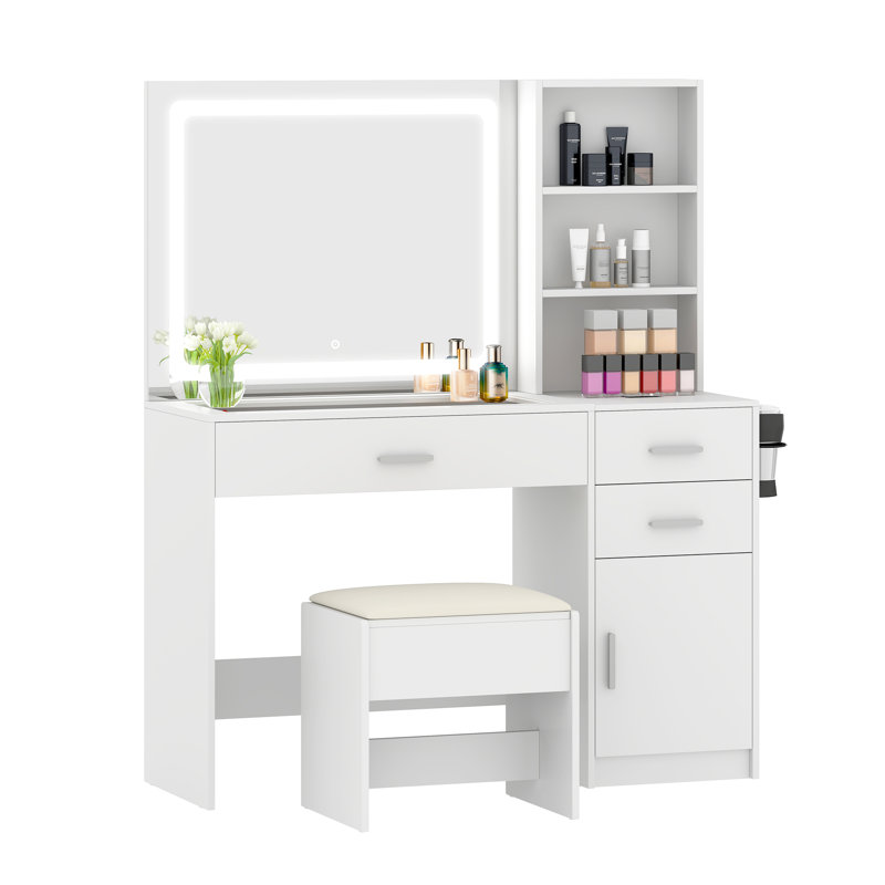 Ameria Dressing Table with Mirror，Modern Makeup Vanity Table Set