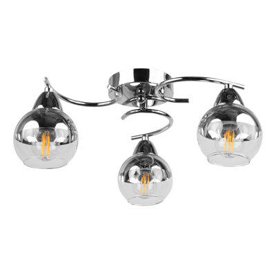 Tsuguko 3-Light 45cm Chrome Silver Semi Flush Mount Ceiling Light