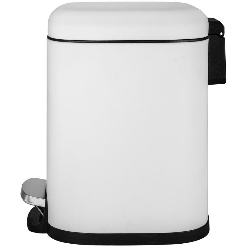 White Stainless Steel Square Step Trash Can with Pedal - 1.6 Gallons
