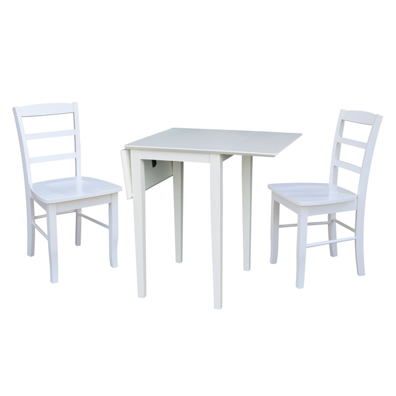 Cleversey 3 - Piece Drop Leaf Solid Wood Dining Set, White
