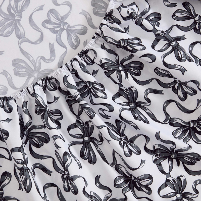 Betsey Johnson Printed Novelty Sheet Sets, Twin Sheet Set with 1 Standard Pillowcase, Ballet Bows Gray