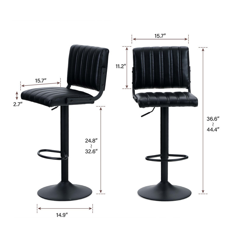 Tabouret pivotant à hauteur réglable, Noir