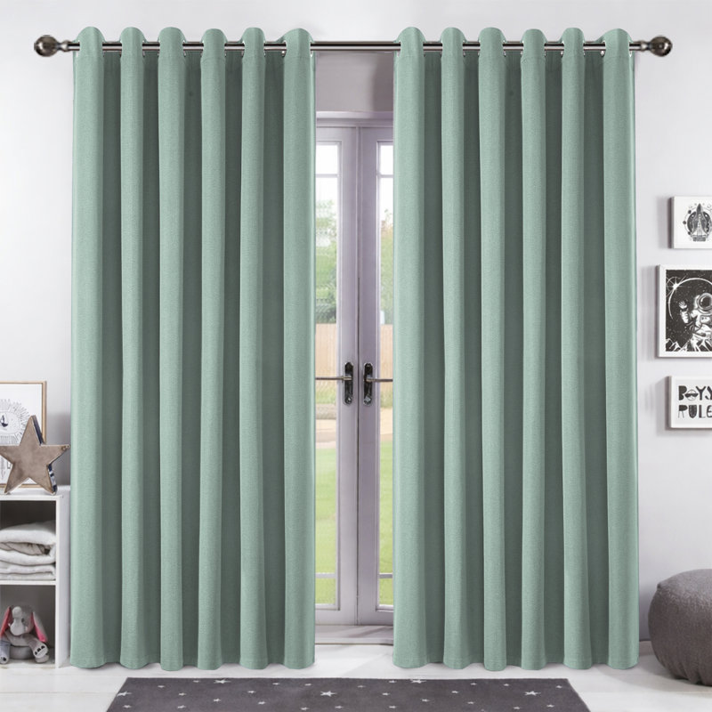 Aspire Homeware Linen 100% Blackout Curtain Pair for Maximum Privacy and Light Control, Sage Green, 168cm Width x 228cm Drop