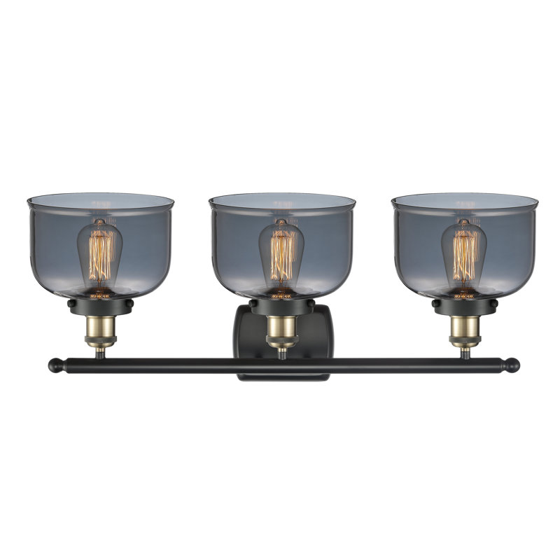 Éclairage pour salle de bain à 3 lumières 28 po Ballston Urban Bell, DEL, Plaqué couleur fumée, Laiton antique noir
