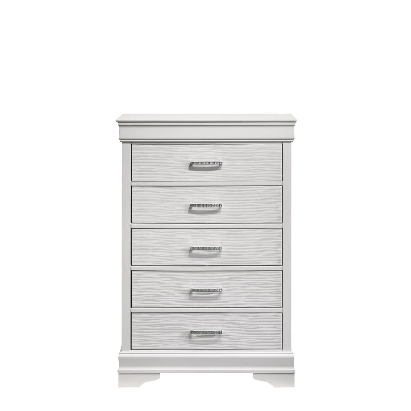 Commode moderne 5 tiroirs en bois blanc