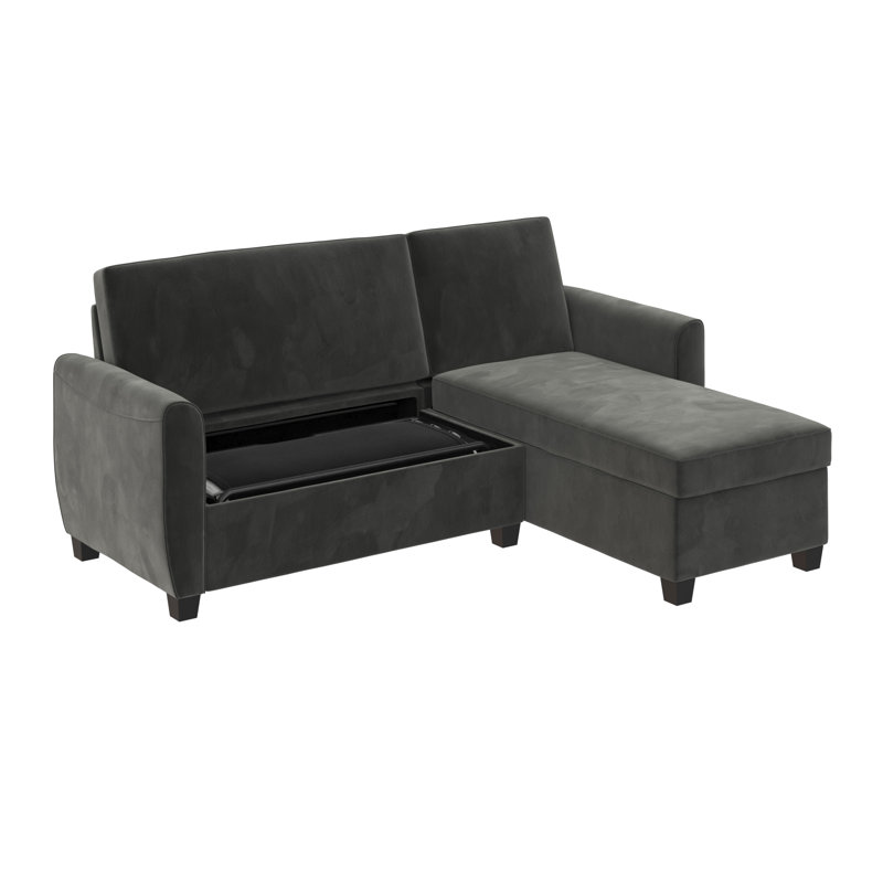 Andryshak 4 Seater Velvet Sofa & Chaise, Gray