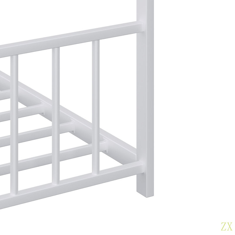 Cadre de lit double pour enfant avec bandes lumineuses à DEL, cadre en fer en forme de toit, L 78,5 po x l 55,9 po x H 58,4 po