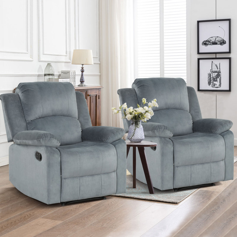 Fauteuil inclinable manuel 34 po en tissu respirant et doux pour la peau, Argent argent