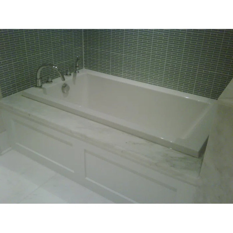 Lacey 66'' L Soaking Bathtub, White, Satin Nickel
