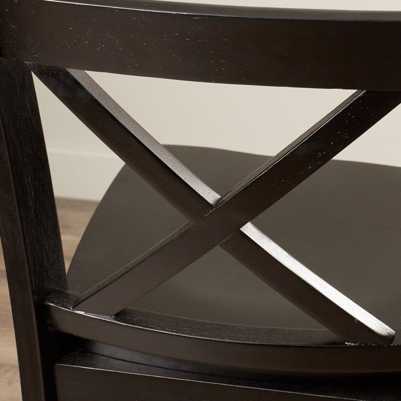 Fairbairn X Back Stool with Sold Wood Frame, Black, Counter Stool (24" Seat Height)