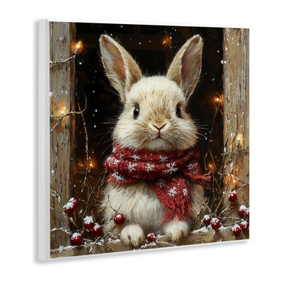«Bunny with Snowy Holly Berries», plaque murale par Riley B