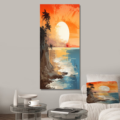 Coucher de soleil sur la côte du paradis côtier V - art mural minimaliste côtier