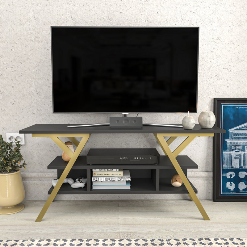 Tolchester TV Stand for TVs up to 50", Gold/Anthracite