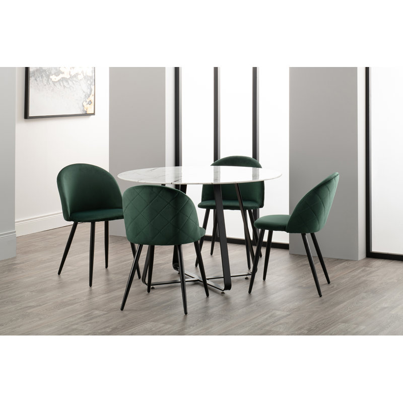 Mario 46cm H Velvet Upholstered Metal Side Chair, Green