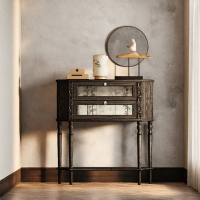 Ash Wood Storage Cabinet with Two Drawers