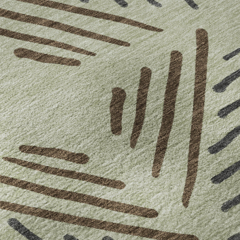 Premium Machine Washable Mayfield AMF2413 Geometric Rug, Celery, 10' x 14'