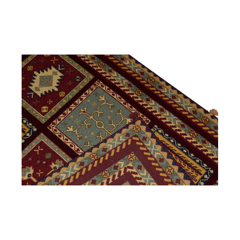 Tapis rouge, beige et bleu sarcelle noué à la main de haute qualité Sultanabad