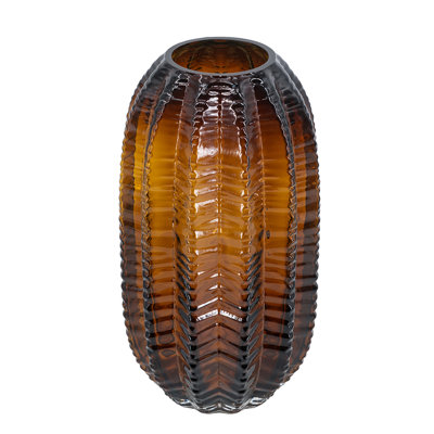 Textured Cylindrical Glass Vase with Amber Finish