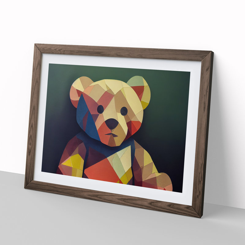 Teddy Bear Abstract Vol.1 - Single Picture Frame Print, 46cm H x 64cm W x 2cm D, Brown