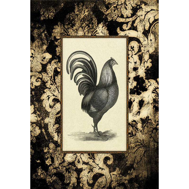 «Black N White Rooster», impression sur toile tendue, H 12 po x l 8 po