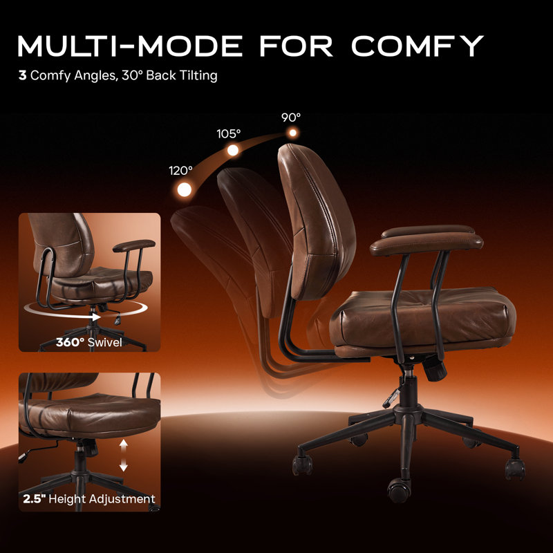 Albaugh Ergonomic Office Chair Swivel Task Chair with Adjustable Gas Lift, Coffee