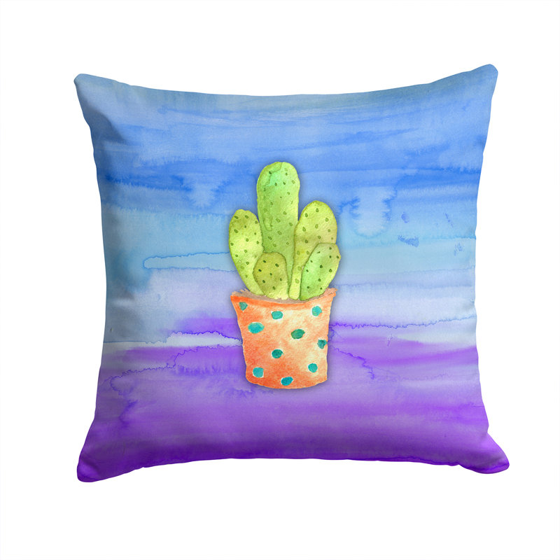 Coussin décoratif d’intérieur/d’extérieur en aquarelle cactus, 14 po x 14 po
