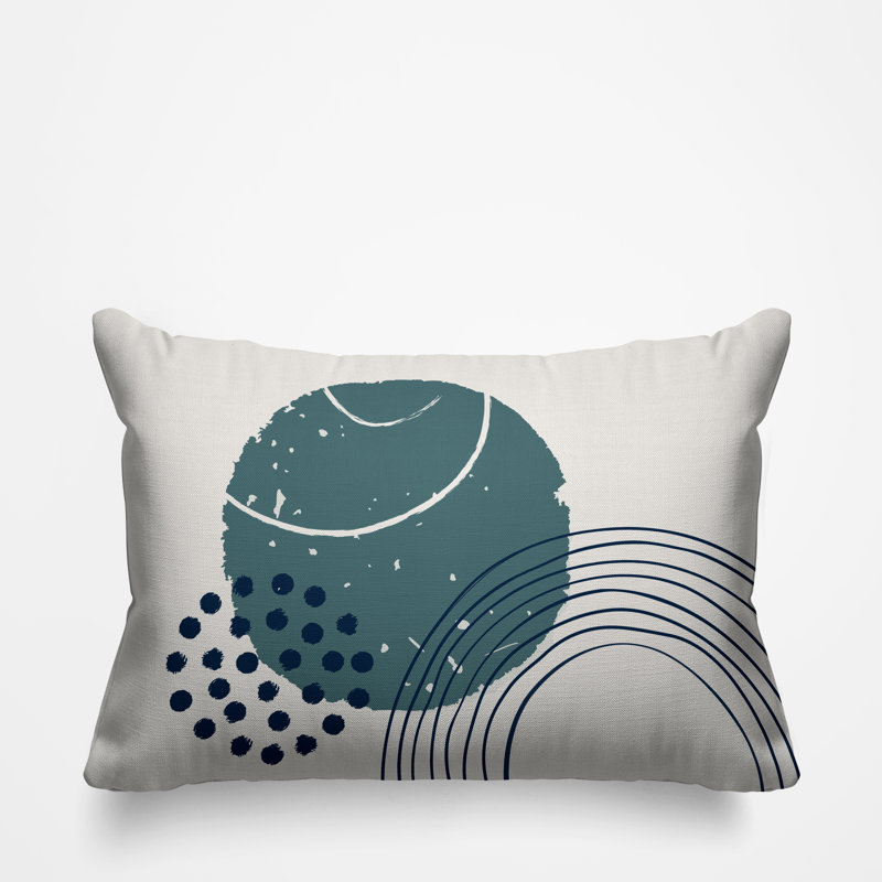 Coussin décoratif intérieur / extérieur Aida Minimalist, Turquoise / beige / bleu marine