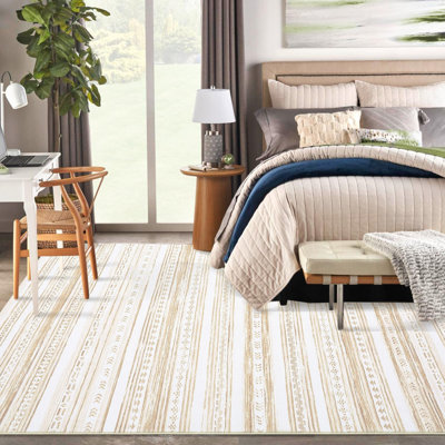 Striped Machine Printed 140cm X 200cm Area Rug