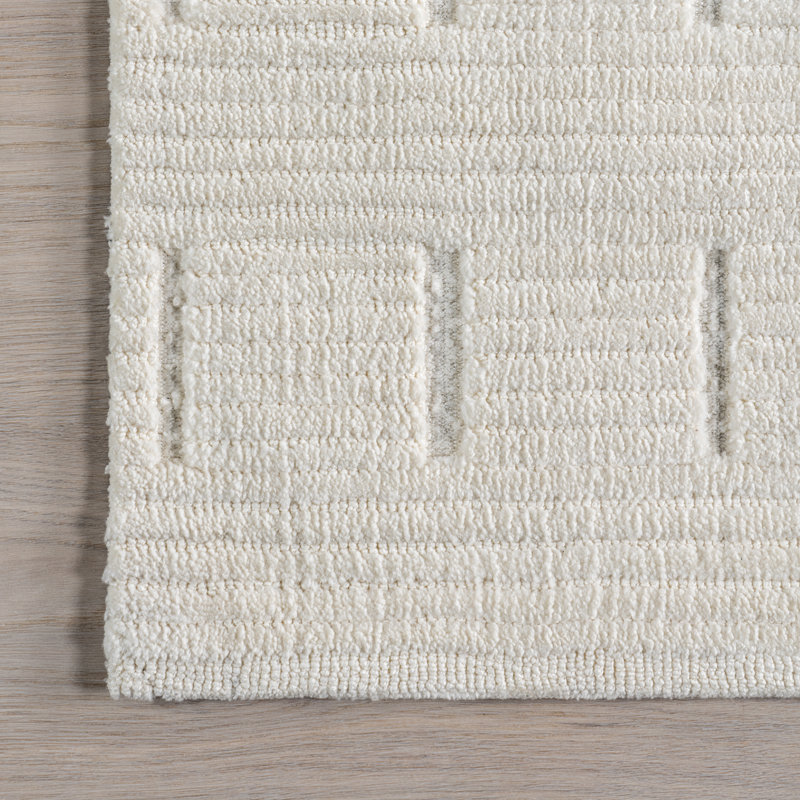 Ivory Rectangular 4' x 6' Synthetic Easy Care Area Rug