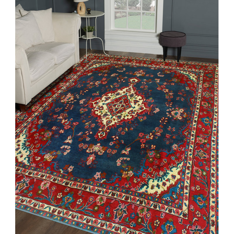 Tapis fin bleu marine Evania
