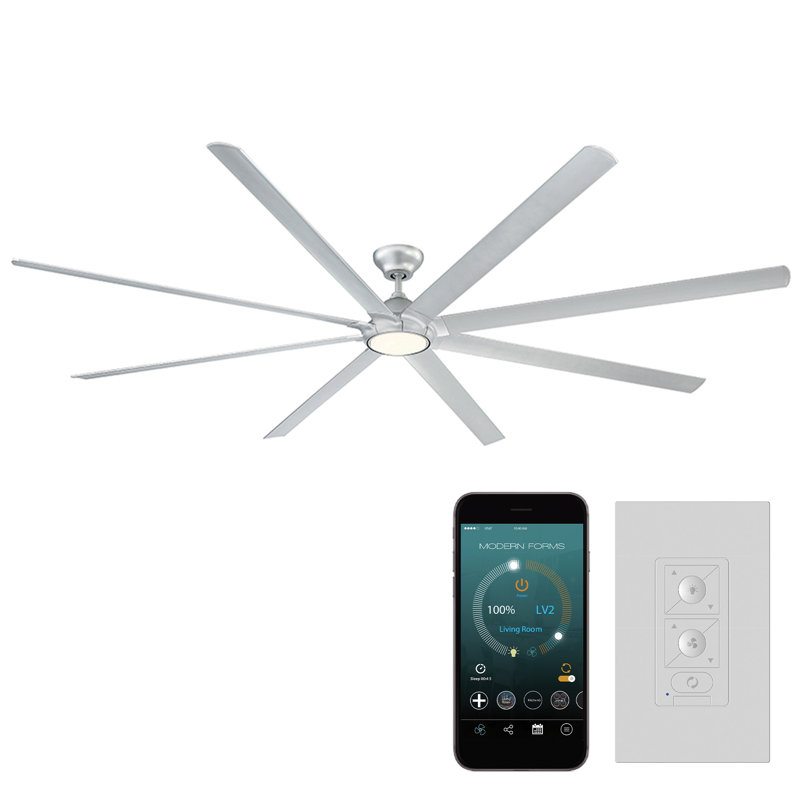 Hydra 8 - Blade Outdoor LED Smart Standard Ceiling Fan with Wall Control and Light Kit Included, Works With Alexa and iOS or Android App
