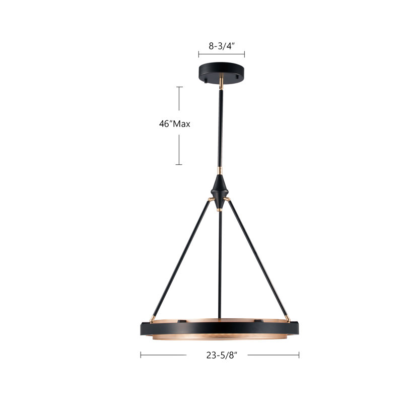 Duo 1 - Light LED Pendant, 26.25" H x 23.625" W x 23.625" D, Gold Shimmer
