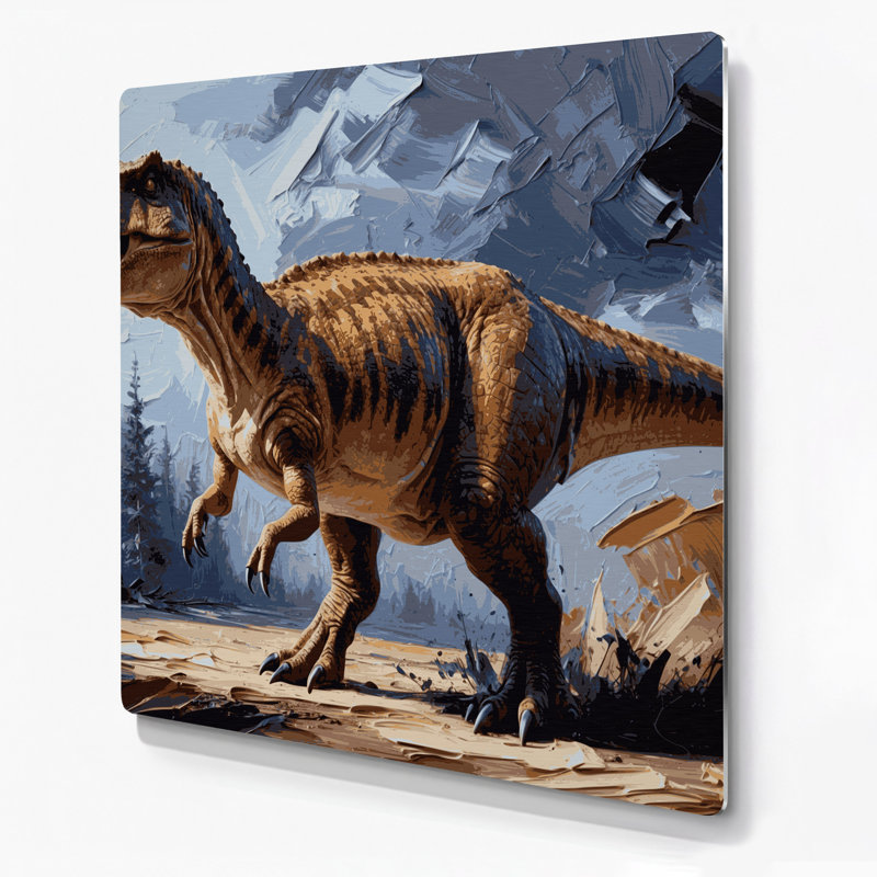 «Dinosaur Edmontosaurus», art mural en métal noir, H 12 po x l 12 po