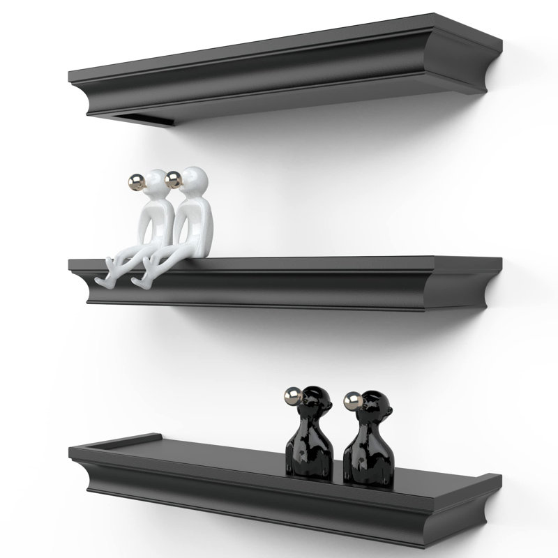 Marjut 3 Piece Floating Shelf, Black