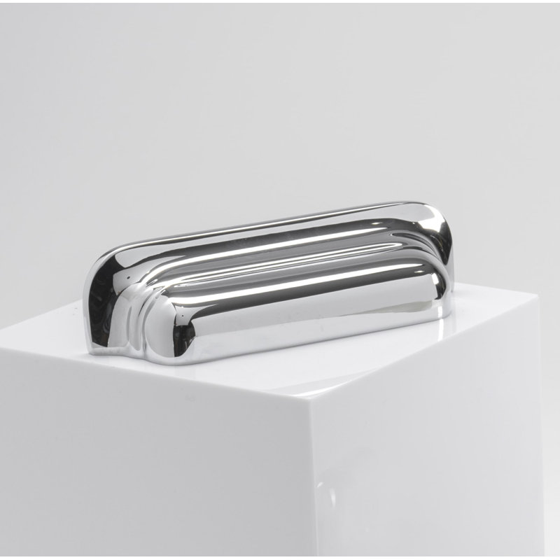 Edgewood Collection Cup Pull - Transitional Hardware for Drawers & Cabinets, Chrome, 3 3/4"