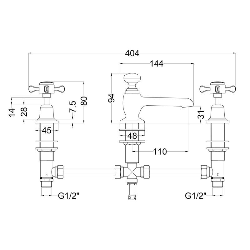 3Th Deck Piller Tap with Waste