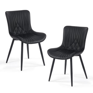 Jimma Leather Upholstered Dining Chairs Modern Wingback Side Chairs with Metal Legs