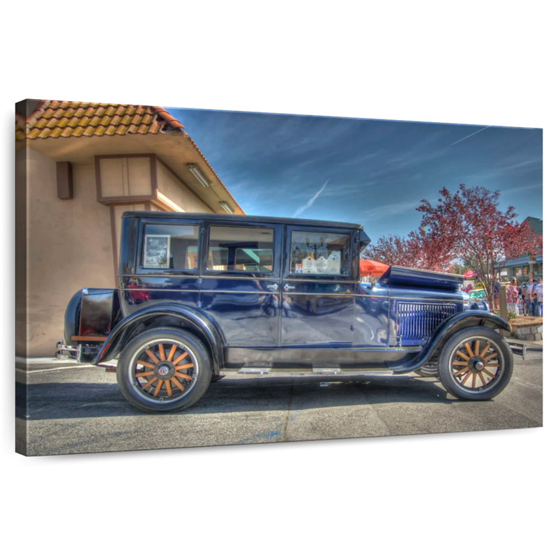Jeep bleu rétro, H 34 po x l 51 po