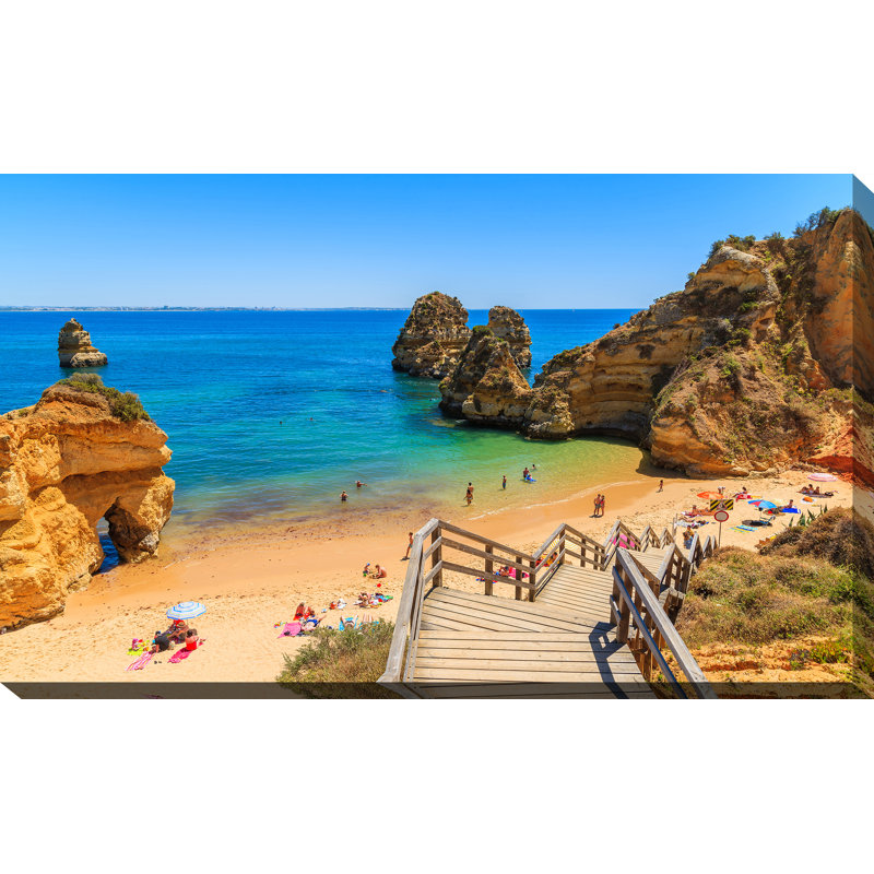 « praia do camilo, portugal », reproduction de photo sur toile tendue, H 28 po x l 48 po x P 1,5 po
