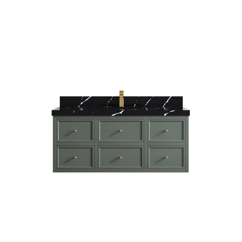 Ensemble de meuble-lavabo simple 48 po Roswell, Noir Calacatta