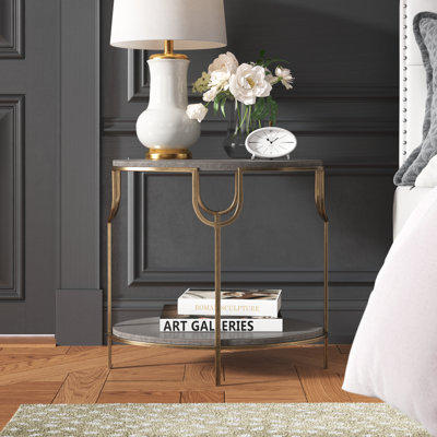 Tynan Stone Top End Table - Grey