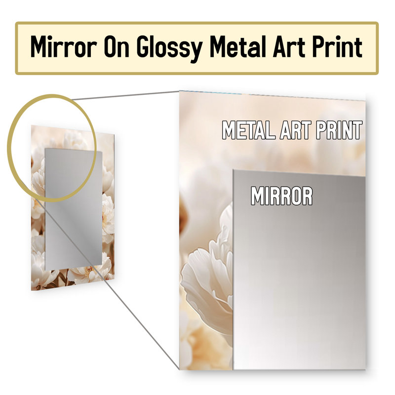 Pivoines au poulailler - miroir mural pivoines, miroir décoratif traditionnel, impression d'art en métal, 40 po x 30 po