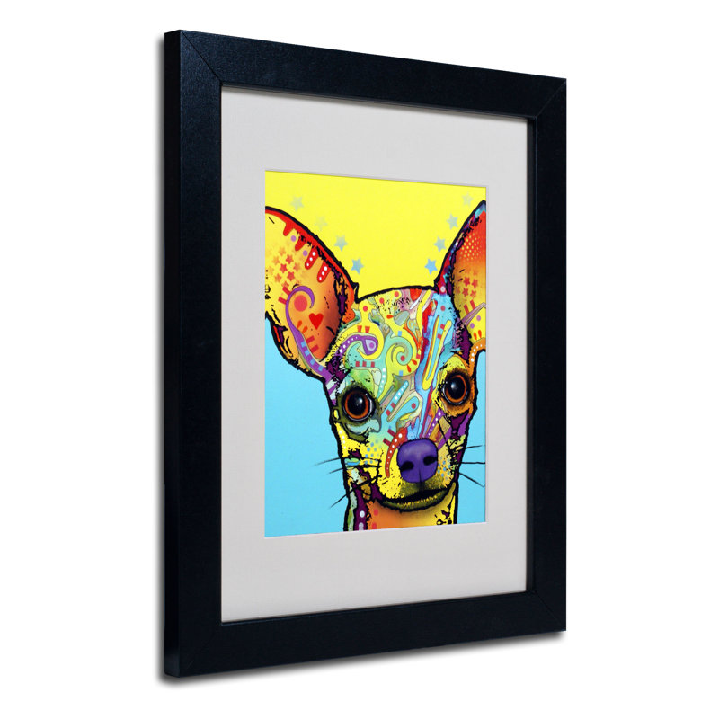 « chihuahua », impression, H 14 po x l 11 po x P 0,5 po, Cadre noir, Blanc